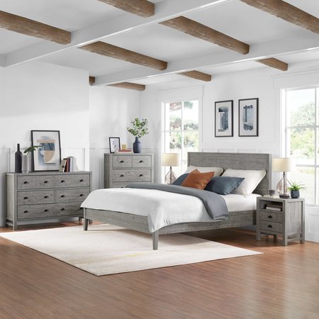 Alaterre Furniture Arden 5-Pc Wood Bedroom Set w/King Bed, Two 2-Drwr Nightstands, 5-Drwr Chest, 6-Drwr Dresser, Gray ANAN011344032